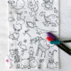 feuille en tissu à colorier lavable animaux Design An'imato