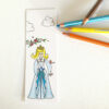 détail du marque page princesse colorié du lot de 15 marque-pages en papier à colorier imaginés par Anne Da Cunha-Guillegault en exclusivité pour la marque An'imato