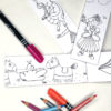 Détail du lot de 15 marque-page en papier à colorier thème château fort imaginés par Anne Da Cunha-Guillegault en exclusivité pour la marque An'imato