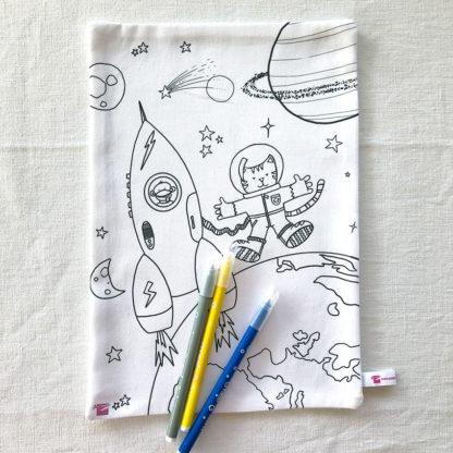 Feuille en tissu à colorier lavable motif chat espace création An'imato