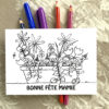 Carte postale à colorier bac à fleur avec message Bonne fête mamie imaginée par Anne Da Cunha-Guillegault pour la marque An'imato