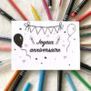 Carte postale à colorier Joyeux anniversaire ballons imaginée par Anne Da Cunha-Guillegault pour la marque An'imato