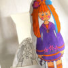 Box poupée Melody et exemple de poupée peinte avec cheveux orange et robe violette Design An'imato