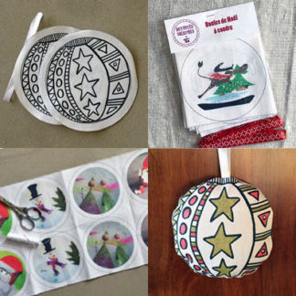 Multi photos des kits boules de Noël à coudre Design An'imato