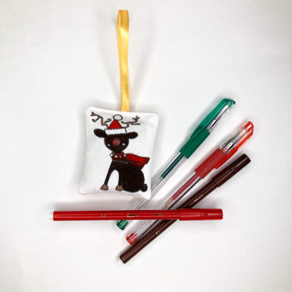 Exemple caribou colorié du trio de suspensions de Noël à décorer Design An'imato