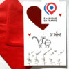 Carte postale avec coeur à gratter pour la saint Valentin avec enveloppe rouge imaginée par Anne Da Cunha-Guillegault en exclusivité pour la marque An'imato