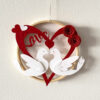Cercle décoratif avec un couple de colombes dans un coeur rouge en papiers découpés Design Anne Da Cunha-Guillegault pour An'imato