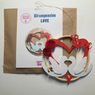 Kit papier qui contient coeur et colombes prédécoupés pour la Saint Valentin ou un mariage