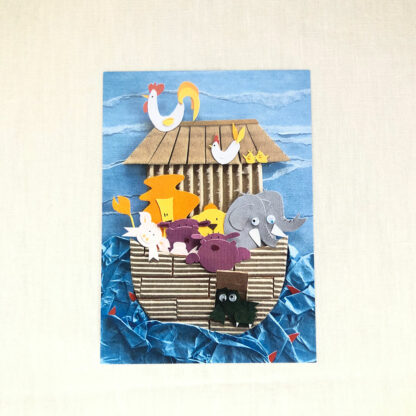 Carte postale à envoyer illustré Arche de Noé Design Anne Da Cunha-Guillegault
