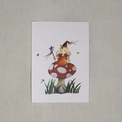 Carte postale petite fée original réalisée à l'aquarelle par Anne Da Cunha-Guillegault