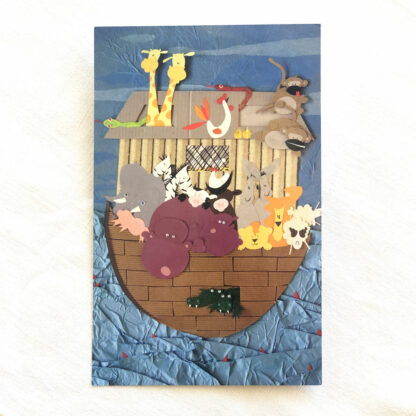 Grande carte postale illustrée Arche de Noé Design Anne Da Cunha-Guillegault