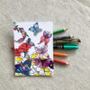 carte postale coloriée avec des papillons imaginée par Anne Da Cunha-Guillegault pour la marque An'imato