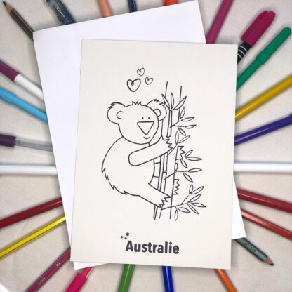 Grande carte postale solidaire à colorier Save Australia Design An'imato