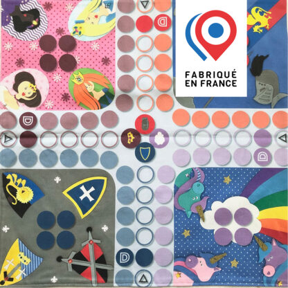 Jeu de ludo en tissu Design An'imato avec logo Fabriqué en France