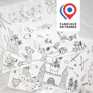Sets de table en tissu à colorier lavables logo fabriqué en France Design An'imato