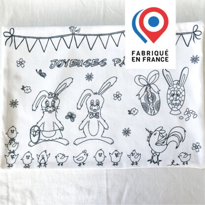 Set de table en tissu à colorier lavable pâques logo fabriqué en France Design An'imato