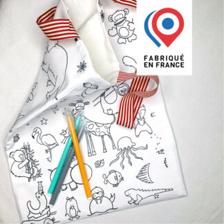 tote-bag à colorier en tissu animaux et dinosaures Design Anne Da Cunha-Guillegault pour An'imato