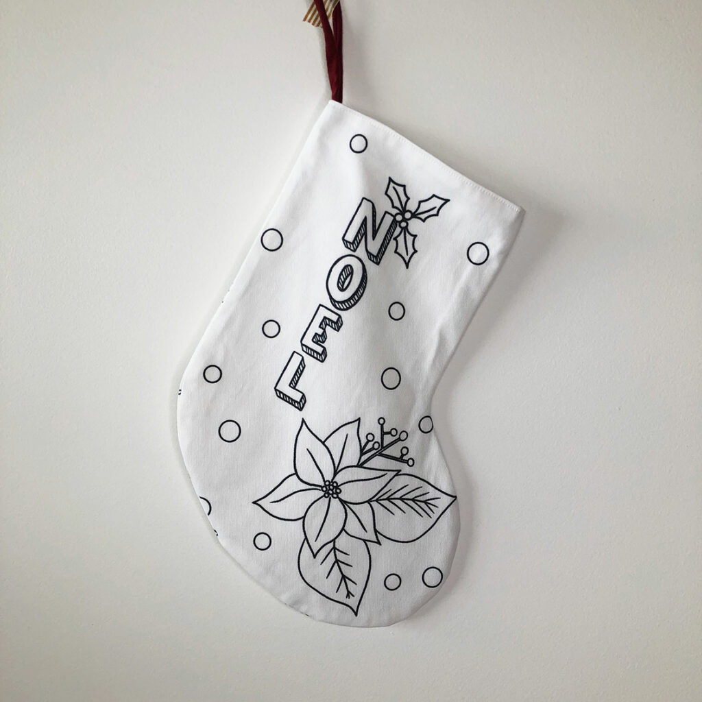 Chaussette de Noël en tissu à colorier Design Anne Da Cunha-Guillegault pour la marque An'imato