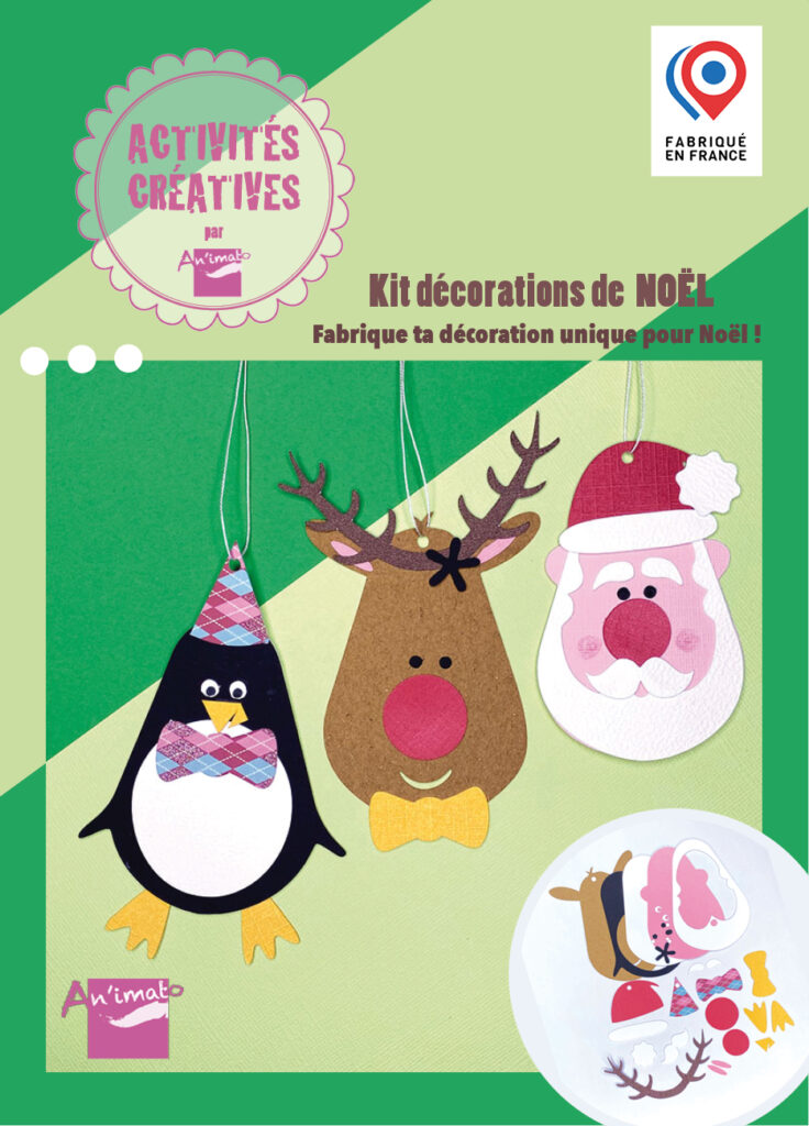 kit 3 suspensions de Noël en papier à coller - pochette de présentation - Créé par Anne Da Cunha-Guillegault pour An'imato