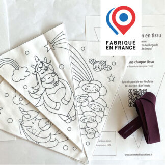 Kit pour fabriquer une guirlande licornes en tissu / Création Anne Da Cunha-Guillegault pour la marque An'imato