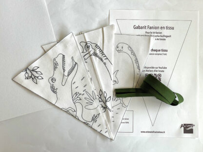 Kit pour fabriquer une guirlande dinosaures en tissu / Création Anne Da Cunha-Guillegault pour la marque An'imato
