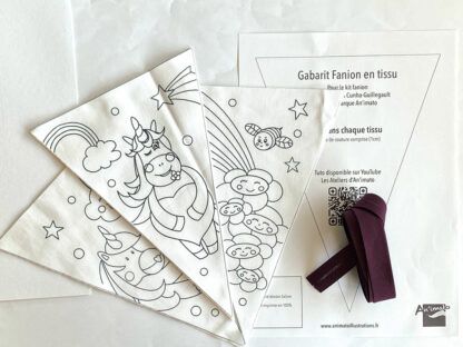 Kit pour fabriquer une guirlande licornes en tissu / Création Anne Da Cunha-Guillegault pour la marque An'imato