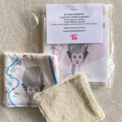 Kit lingettes en tissu à coudre Design Anne Da Cunha-Guillegault pour la marque An'imato