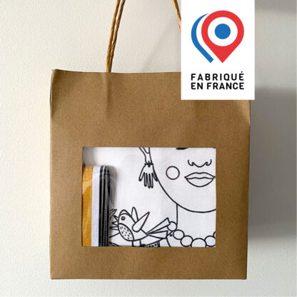 kit tote bag frida à personnaliser et à coudre Création Anne Da Cunha Guillegault pour la marque An'imato