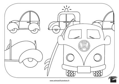 Feuille à télécharger motifs véhicules Design Anne Da Cunha-Guillegault pour An'imato