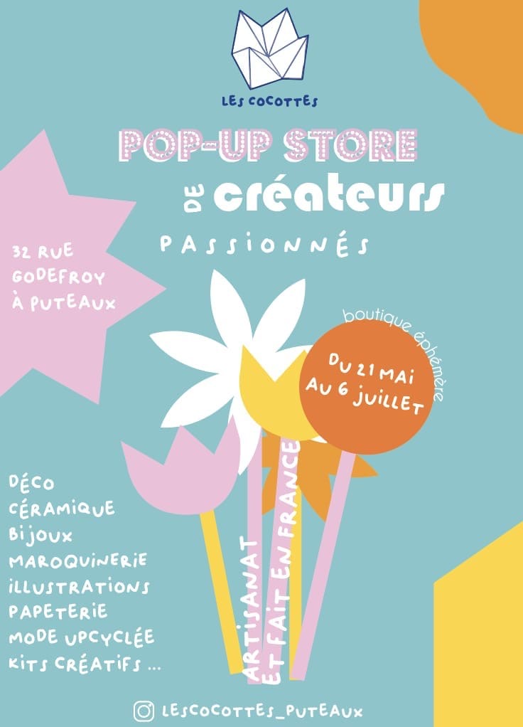 affiche du popup boutique éphémère puteaux 32 rue Godefroy jusqu'au 6 juillet 2024