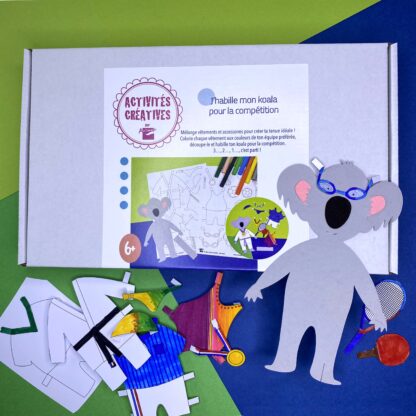 kit habille ton koala avec la boite et le koala en papiers Design Anne Da Cunha-Guillegault pour An'imato