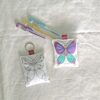 Porte clés en tissu papillon à colorie avec stylos gel et porte-clés colorié imaginé par Anne Da Cunha-Guillegault en exclusivité pour la marque An'imato