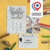 4 cartes postales à colorier papillons bonne fête mamie topiaires et joyeux anniversaire imaginées par Anne Da Cunha-Guillegault pour la marque An'imato