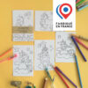 5 cartes postales sur le thème des licornes imaginées par Anne Da Cunha-Guillegault pour la marque An'imato