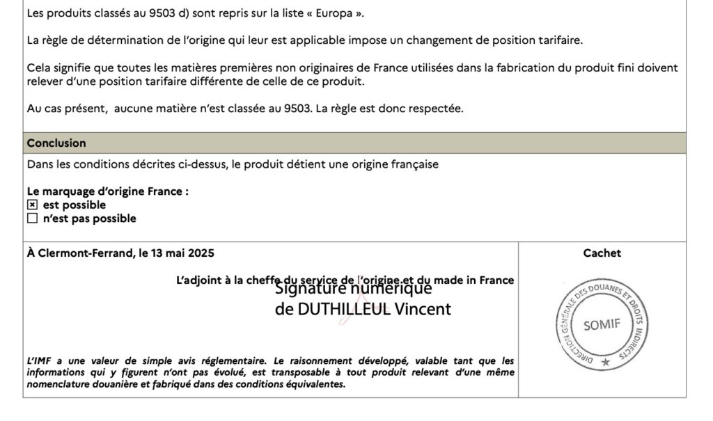 délivrance IMF douanes françaises pour les jeux en tissu nomade, jeu de l'oie, jeu ludo et double jeux oie/ludo créés par Anne Da Cunha-Guillegault en exclusivité pour la marque An'imato