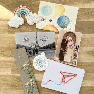 Atelier broderie sur photo ancienne noir et blanc ou sur carte animé par Anne Da Cunha-Guillegault