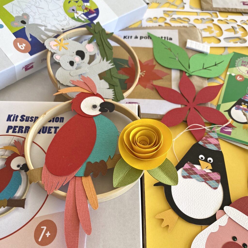 kits créatifs en papiers découpés imaginés par Anne Da Cunha-Guillegault en exclusivité pour la marque An'imato